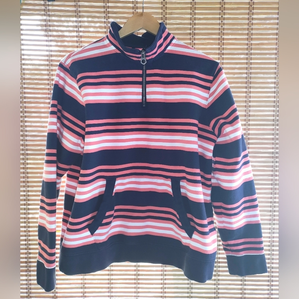 Merona Blue and Pink/Salmon Zip Up Sweatshirt with Stripes